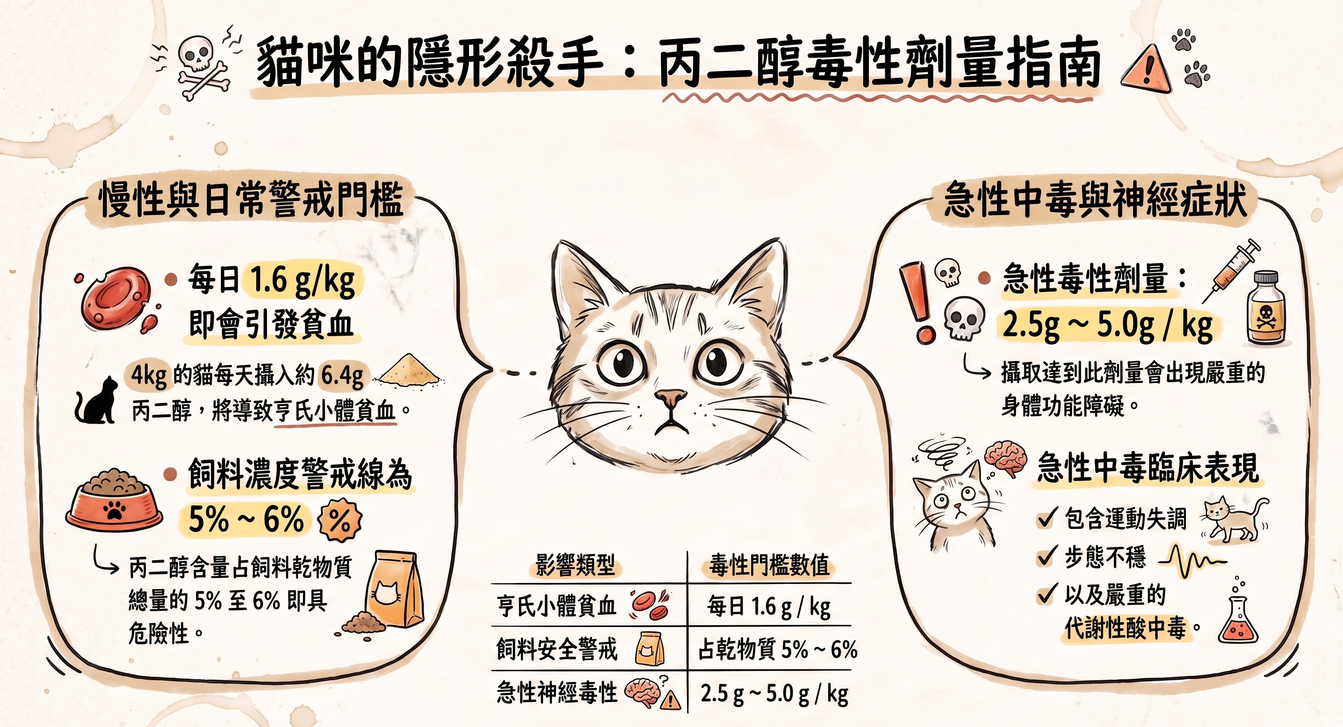 資料來源: 
美國 FDA 獸醫醫學中心（CVM）於 1996 年發布之《聯邦公報》（Federal Register, 61 FR 19541, May 2, 1996）。
《Small Animal Toxicology》專刊
《Veterinary Toxicology: Basic and Clinical Principles》專刊