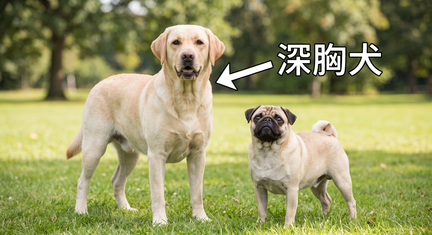 大型深胸犬的胸腹腔比例與器官懸吊構造